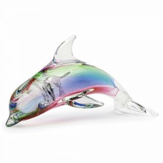 Rainbow Blown Glass Dolphin