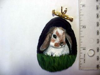 Lop Eared Rabbit Brooch/pendant On Agate
