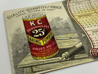 KC Baking Powder Antique 1800s Victorian Trade Card Vintage 1898 Calendar 2