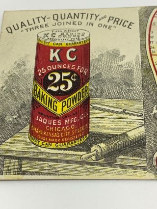KC Baking Powder Antique 1800s Victorian Trade Card Vintage 1898 Calendar 4
