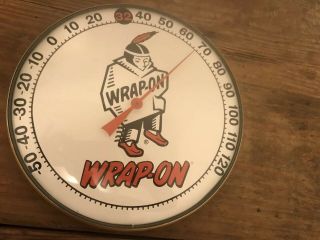 Vintage Wrap - On Round Thermometer 10 " Native Indian Graphic