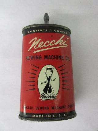 Vintage Advertising Necchi Sewing Machine Oiler Tin Collectible 889 - Z