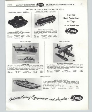 1958 Paper Ad Ideal Toy Frogman Boat Seaplane Plastic Art Motor Boats The Venus
