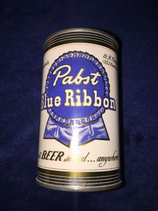 Vintage Collectible Promotional Pabst Blue Ribbon Beer Can 3 1/2” Tall Flat Top