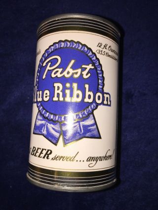 Vintage Collectible Promotional Pabst Blue Ribbon Beer Can 3 1/2” Tall Flat Top 3