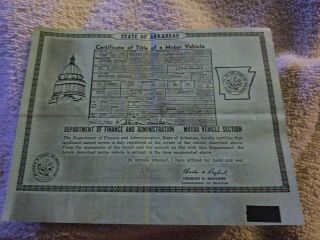 Vintage Arkansas Title 1967 Mercury Cougar Historical Document