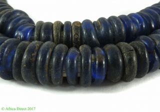 Dutch Donuts Cobalt Annular Trade Beads African 37 Inch Was $65.  00