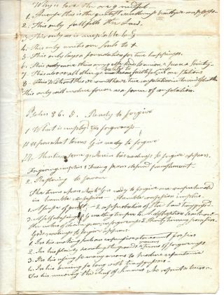 Reverend Thomas Worcester Salisbury Hampshire Notes For A Sermon Circa 1795