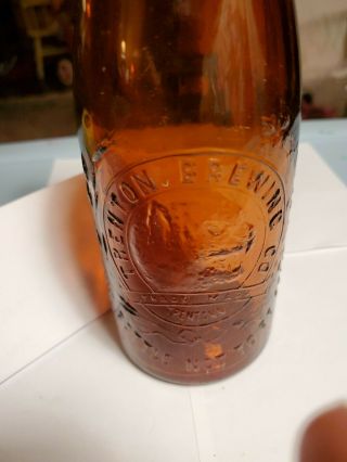 Old Trenton Brewing Amber Blob Top Beer Bottle With Big Cat Picture 2
