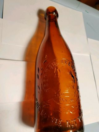 Old Trenton Brewing Amber Blob Top Beer Bottle With Big Cat Picture 3