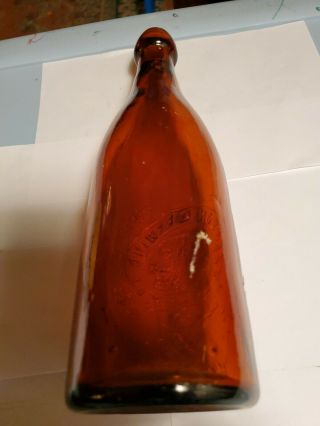 Old Trenton Brewing Amber Blob Top Beer Bottle With Big Cat Picture 5