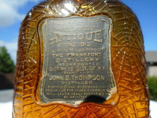 Amber Antique Whiskey Spring Bottle 1/4 Pt Frankfort Distillery Spider Web 4