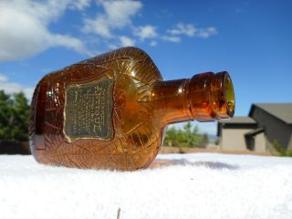 Amber Antique Whiskey Spring Bottle 1/4 Pt Frankfort Distillery Spider Web 5