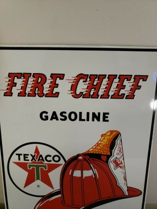 Vintage Texaco Fire Chief Gasoline Porcelain Sign Pump Plate 1986 Ande Rooney 2