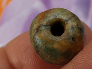 Ancient Pre - Columbian - Mesoamer.  Mayan Jade Belize Bead 14.  9 By 12.  3 Mm Heirloom