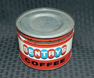 RARE ANTIQUE COFFEE TIN CAN SENTRY ' S COFFEE - 1LB With Lid - 2