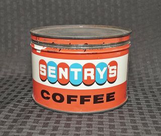 RARE ANTIQUE COFFEE TIN CAN SENTRY ' S COFFEE - 1LB With Lid - 4