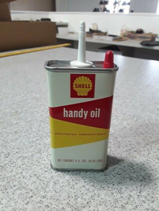 Nos Full Uncut 4 Oz Shell Handy Oil Can Household Oiler Tin Gas Motor