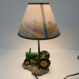 VINTAGE John Deere Tractor Farming Lamp Light Green Circa 1999 Shade 4