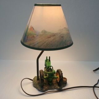 VINTAGE John Deere Tractor Farming Lamp Light Green Circa 1999 Shade 5