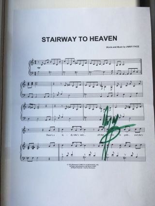 Jimmy Page Signed Autograph Stairway To Heaven Music Sheet Led Zeppelin