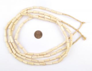 Kenya White Bone Beads Bamboo 6mm African Unusual 30 Inch Strand Handmade