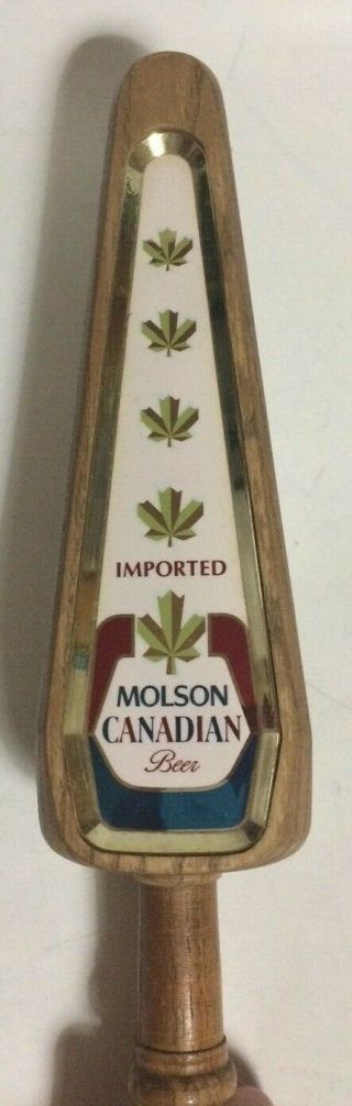 Molson Canadian Beer Tap Handle Wooden 3 - Sided 12 1/2 Inches Long