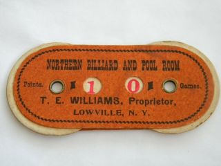 Vintage Lowville York Billiard Pool Hall Advertising Scorekeeper: