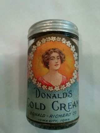 Antique Cold Cream Jar Full Of Beads With 5\8 Cent Stamp