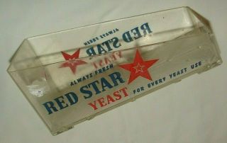 Vintage Red Star Yeast Clear Plastic Shelf Display - Store Display - Americana