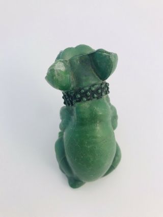 Vintage Westmoreland Art Deco Jade Green French Bulldog Figurine Rhinestone Eye 5