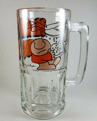 Vtg Ziggy Glass Mug Tankard Beer Stein Macho Mug Glass 8 " Tall Tom Wilson 1979