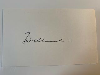 Frederik Fw De Klerk Nobel Peace Prize Winner Signed Autograph Card