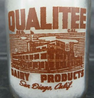 Qualitee Dairy Products San Diego California Half Pint Milk Cream Bottle 8oz Acl