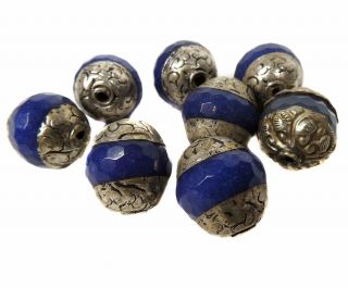 8 Tibetan Beads Blue Repoussee Was $25.  00