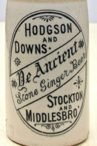 Vintage 1900s Hodgson & Downs Stockton Middlesbro Stone Ginger Beer Bottle