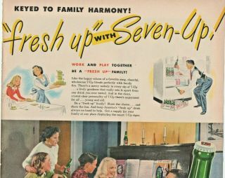 1947 Seven Up Soda Vintage Print Ad Fresh Up Keyed To Family Harmony