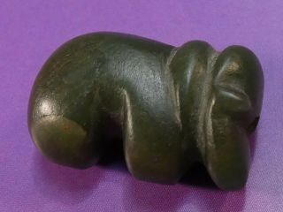 Ancient Pyu Kingdom Green Chalcedony Elephant Amulet Bead 24.  3 By 15.  4 By 11.  3mm
