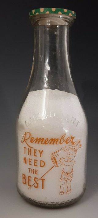Antique Rare Armstrong Dairy Qt Glass Milk Bottle Belmont Nc Vintage Advertising