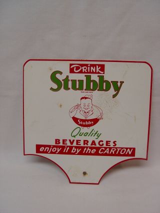 Vintage 2 Sided Stubby Beverages Cola Metal Advertising Soda Rack Sign