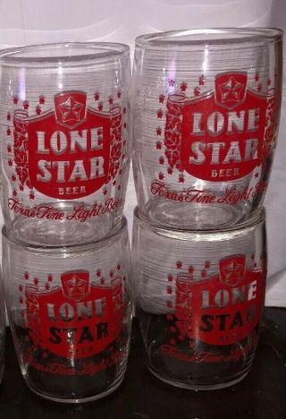 Set Of 4 Lone Star Beer Barrel 3” Glasses