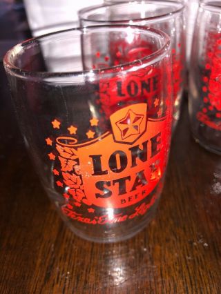 Set Of 4 Lone Star Beer Barrel 3” Glasses 2