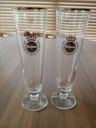 Warsteiner Premium 0.  3l German Beer Glasses 9 " Tall Gold Rimmed