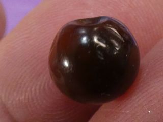 Ancient Indo - Tibetan Pyu Samon Round Dark Brown Agate Bead 9.  9 Mm