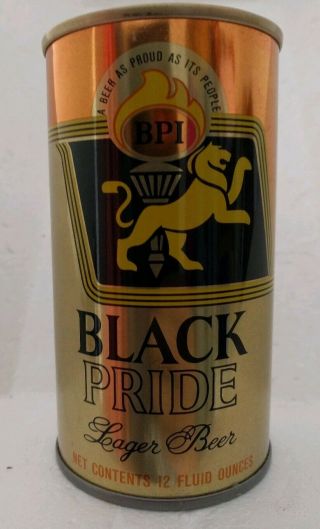 Black Pride Lager Straight Steel Pull Tab Beer Can West Bend,  Wi