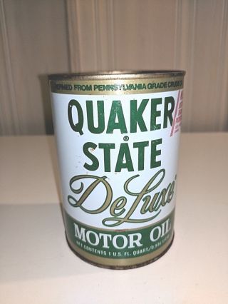Vintage Quaker State Deluxe Motor Oil Full Quart Can