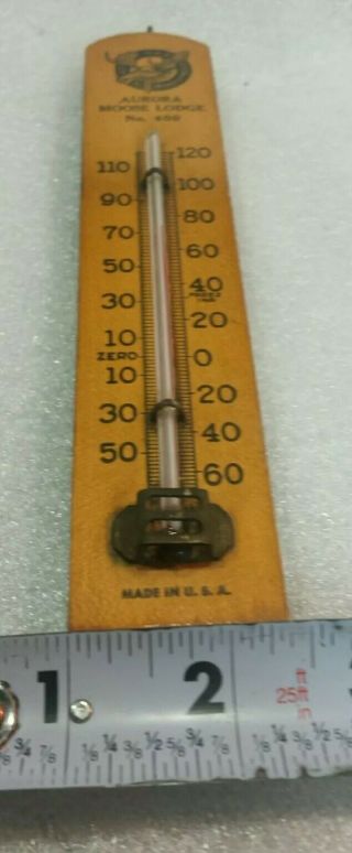 Vintage Advertising Wood Thermometer loyal Order of Moose 400 Aurora Illinois 8