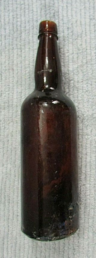 A & D H C 6 Antique Brown Glass Whiskey Bottle Primitive Old 12 " Tall S/h