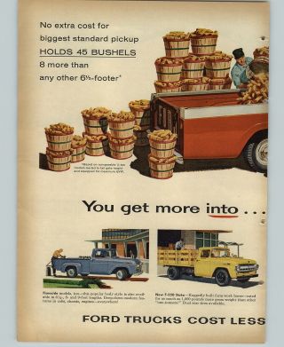 1957 Paper Ad 2 Pg Ford Pickup Truck Flareside F - 350 Stake Styleside Body