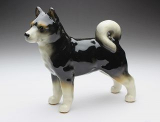 Black And Tan Shiba Inu Porcelain Figurine Standing Small Size Japan